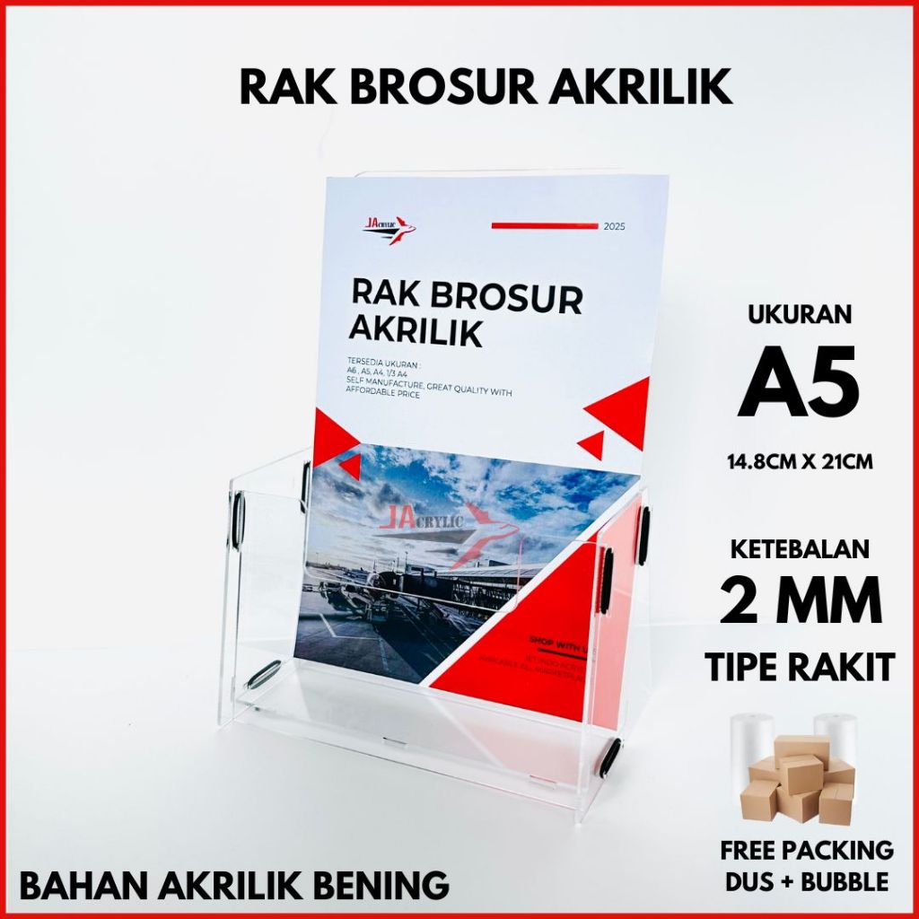 RAK BROSUR AKRILIK A5 / DISPLAY MENU MEJA / DISPLAY TEMPAT BROSUR ACRYLIC FLYER HOLDER