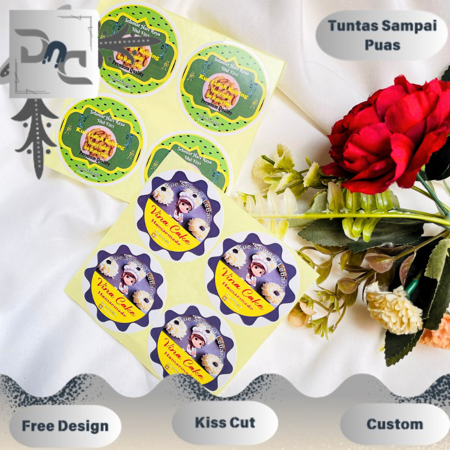 

5-8 DND Cetak Sticker Label Toples Kue Edisi Cookies Lebaran Stiker Free Desain Custom Nama Sedang