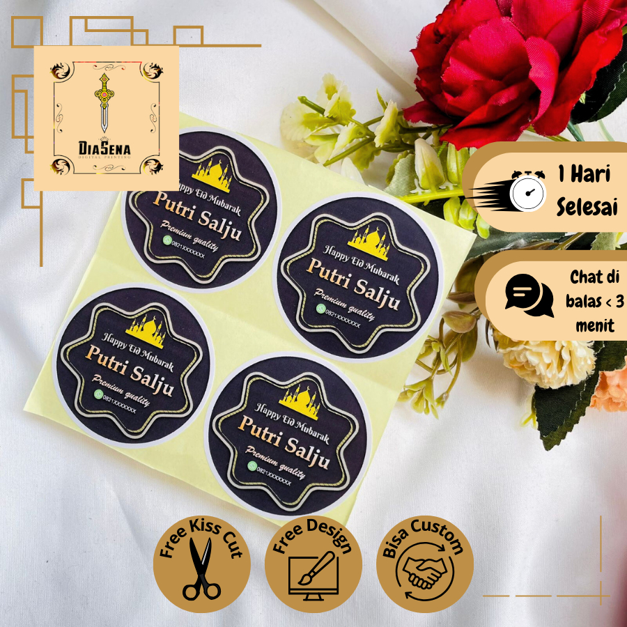 

9-15 Diasena Label Sticker Cookies Lebaran Stiker Toples Kue Kering Idul Fitri Bulat Chromo Murah