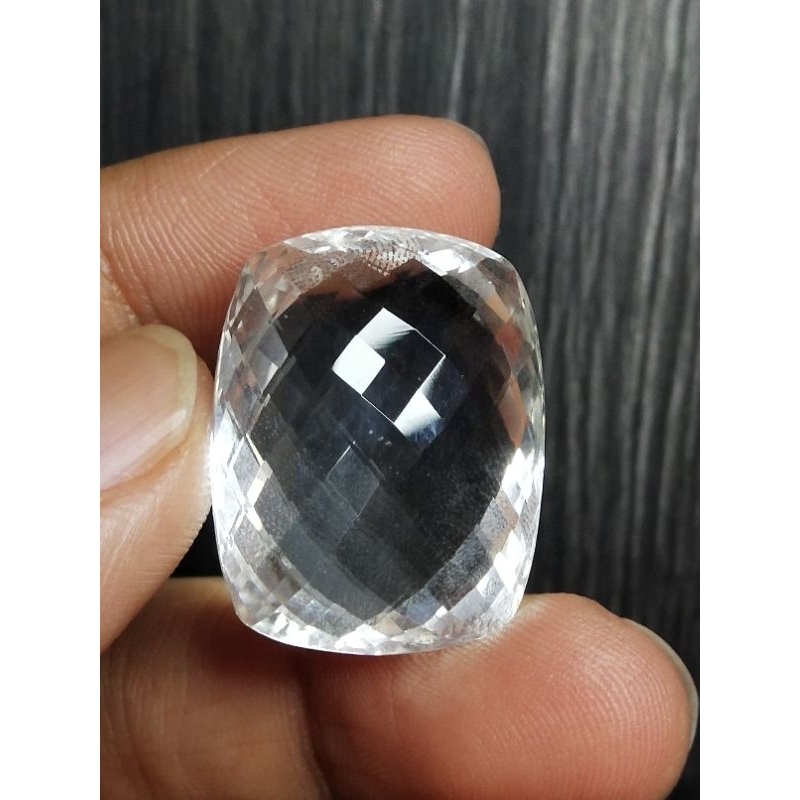 Natural Kinyang Air 27 x 21 x 12 mm 50.75 Ct Kecubung Rock Crystal Quartz Jumbo Cushion Double Check