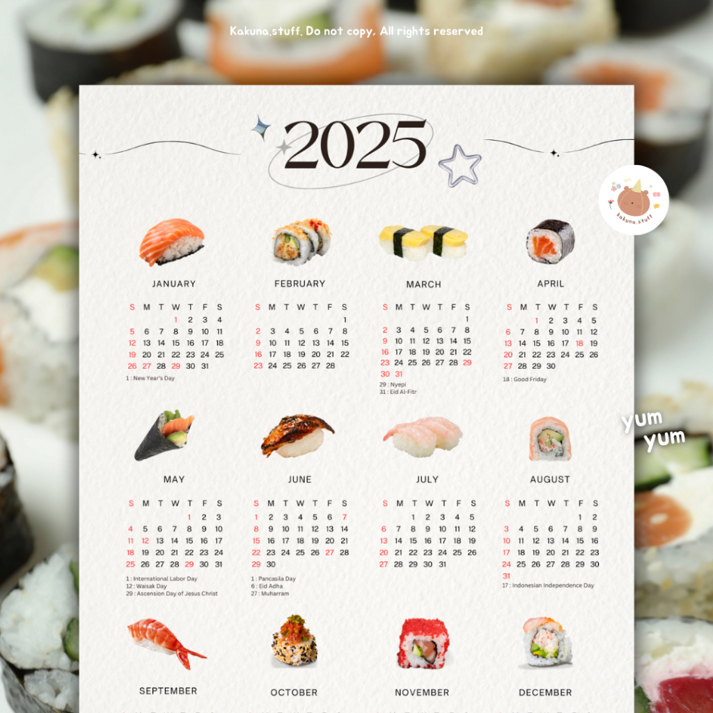 

Kalender Dinding Poster 2025 Aesthetic | Kakuna Stuff