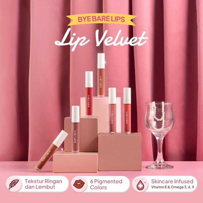 Implora Lip Velvet - 4.6 gr / Lip velvet / Lip cream / Lip matte / Kosmetik wajah / Pewarna bibir / 