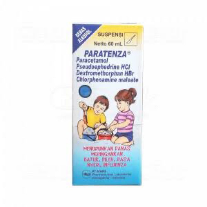 Paratenza Suspensi 60 mL Paracetamol Pseudoephedrine HCl Dextromethorphan HBr Chlorphen