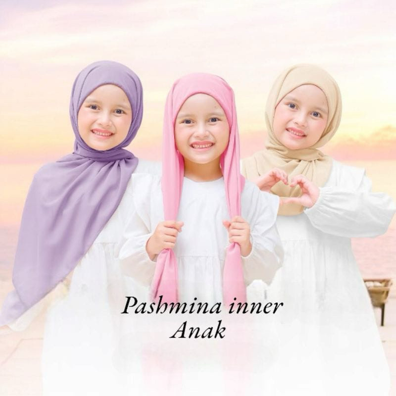 PASHMINA INNER 2IN1 ANAK CERUTY BABYDOLL 3-12thn Pashmina inner instan anak / pashima inner kids / p