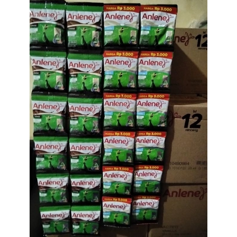 

Anlene Actif Coklat 22gr/Vanila 20gr 1 renceng (isi 10 sachet)