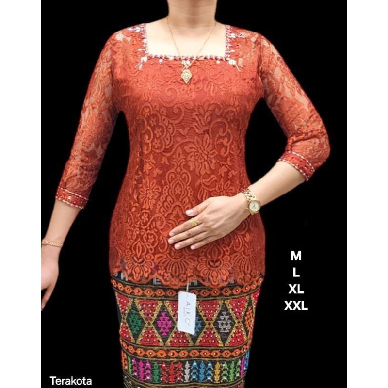 Blus bahan semi prancis lapis katun payet jahit