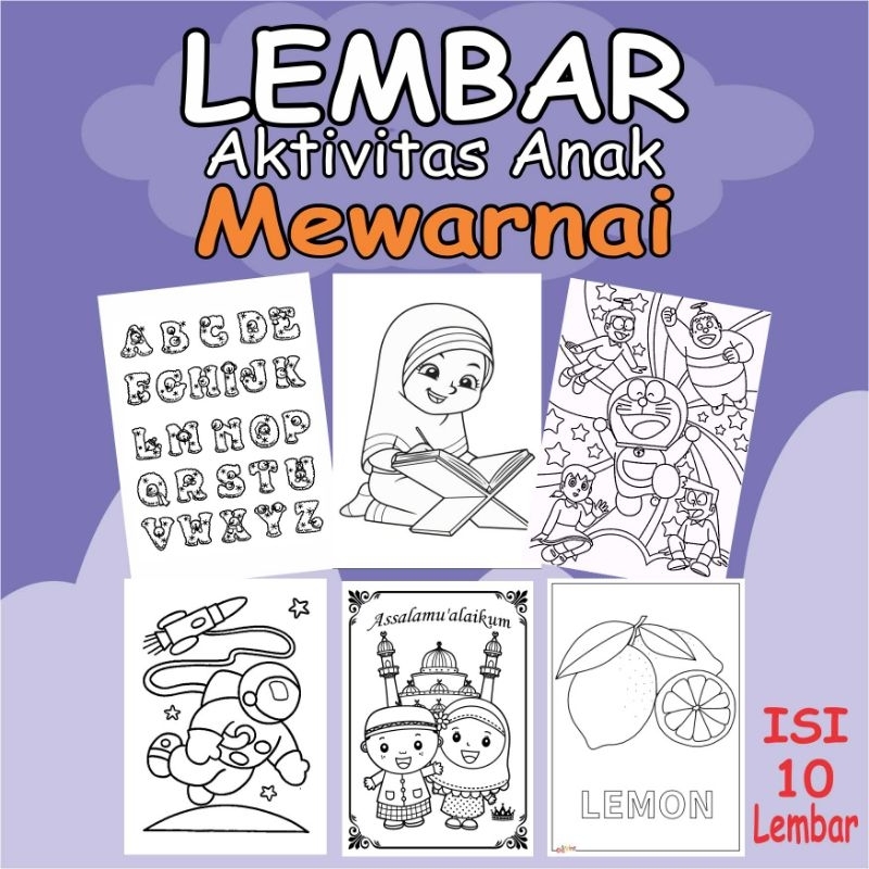 

Kertas mewarnai coloring worksheet 10 lembar A5