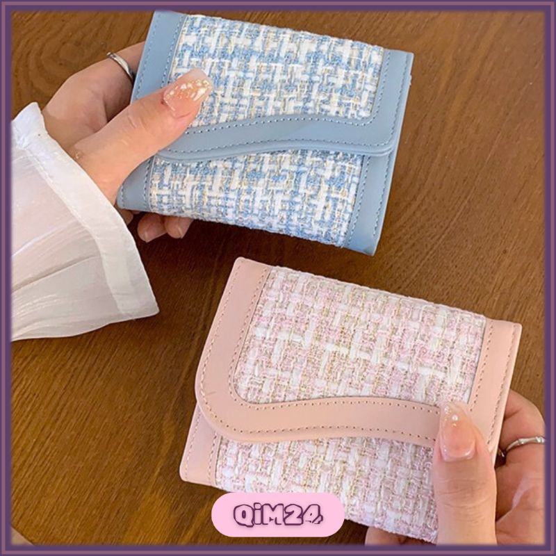 Dompet Lipat Import Wanita Aesthetic Ala Korea Bahan Premium - Dompet Kulit - QiM24