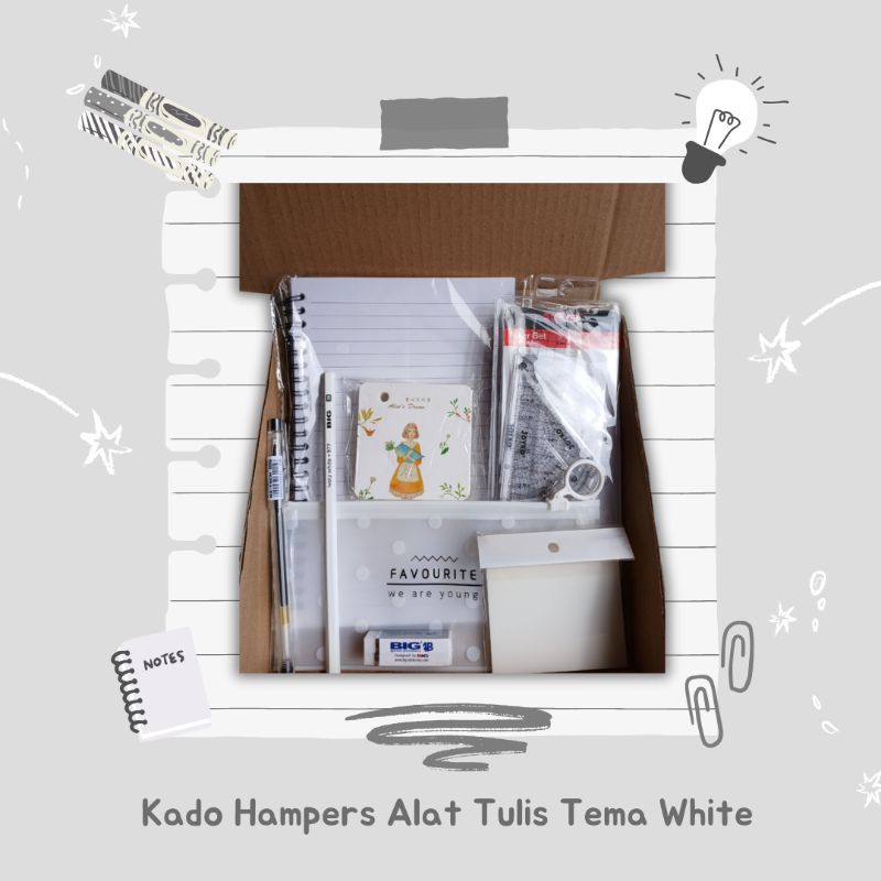 

Kado Hampers Alat Tulis Tema White Get Free Pulsa
