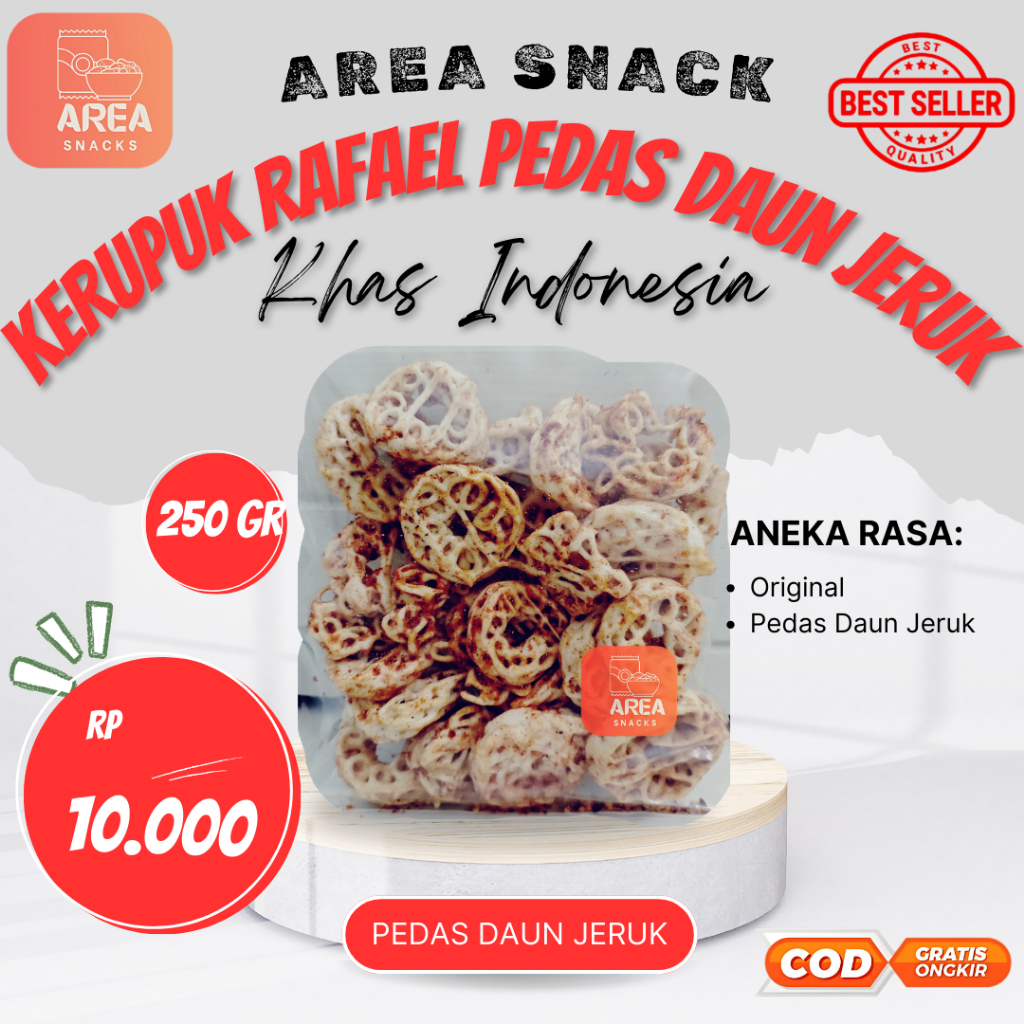 

KERUPUK SEBLAK RAFAEL PEDAS DAUN JERUK 250 gr SUPER GURIH DAN SANGAT RENYAH