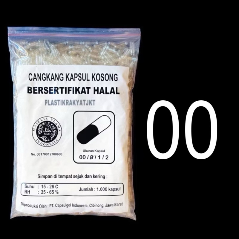 Kapsul Kosong 00  / Cangkang Kapsul ukuran 00 Natural / Transparan Serbuk CAPSUGEL Halal