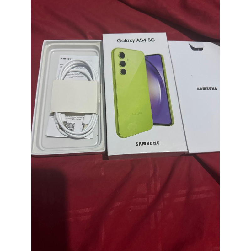 

dus box Samsung A54 5G ready semua warna fullset acc kabel type C free request sticker
