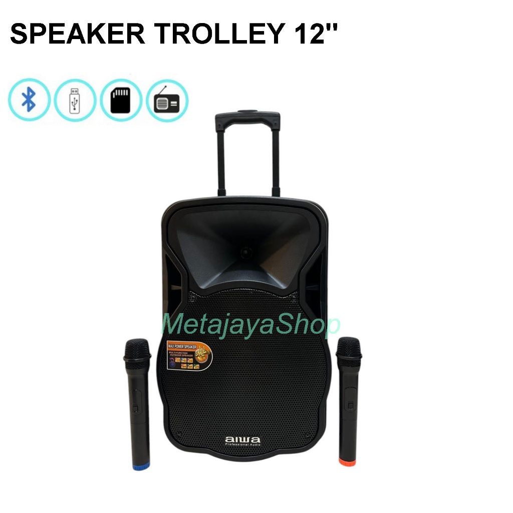 Speaker Portable 12" Speaker Trolley aiwa 12 inch