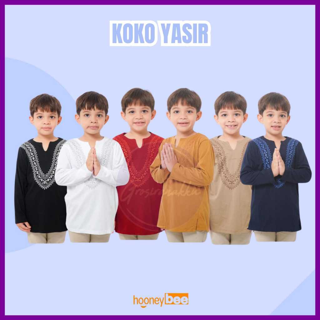 Hooneybee Yasir - Koko Anak Laki-laki [Size 2-10 Tahun] Baju Kaos Muslim
