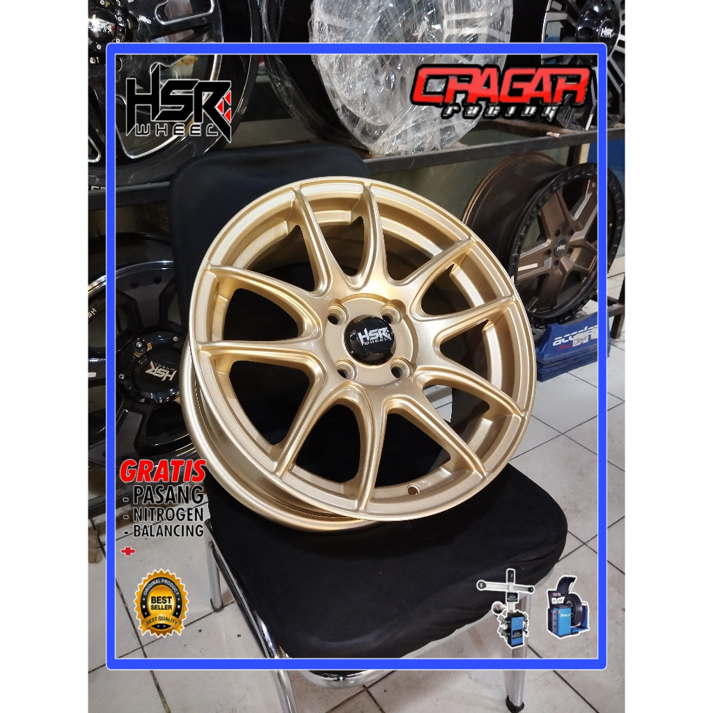 Velg Mobil Ring 15 HSR Kamikaze R15 Hole 4 buat brio sigra ayla dll - GOLD