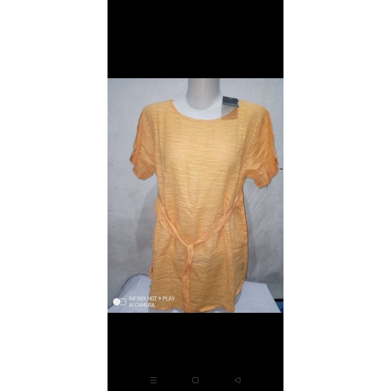 Promo Murah Kemeja Blouse Baju Wanita Mpd Emba Size XL Stripe Dark Yellow