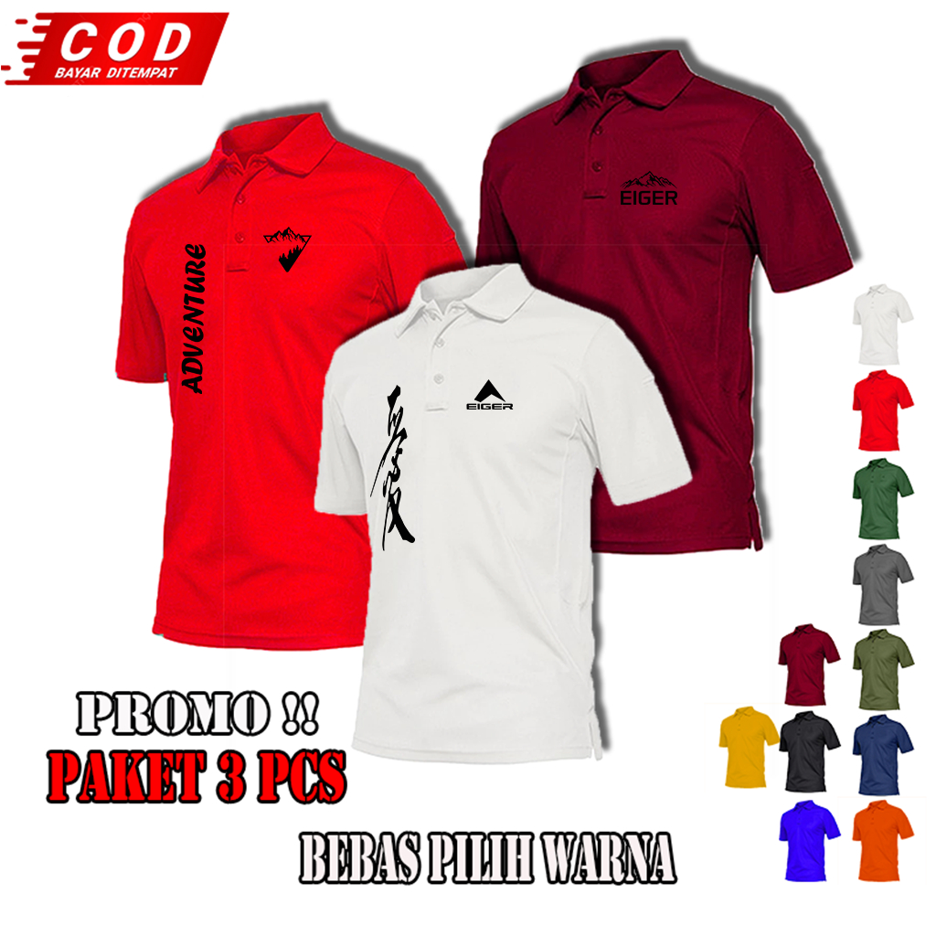 Adventure eiger polo Kerah Atasan Pria Terbaru | Kaos Premium bahan katun logo erg warna menarik Get