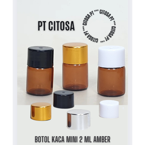 Botol Kaca Serum Mini 2 ml Tabung Amber / Botol Kaca /  Botol Kaca Mini / Botol Kaca Parfum / Botol 