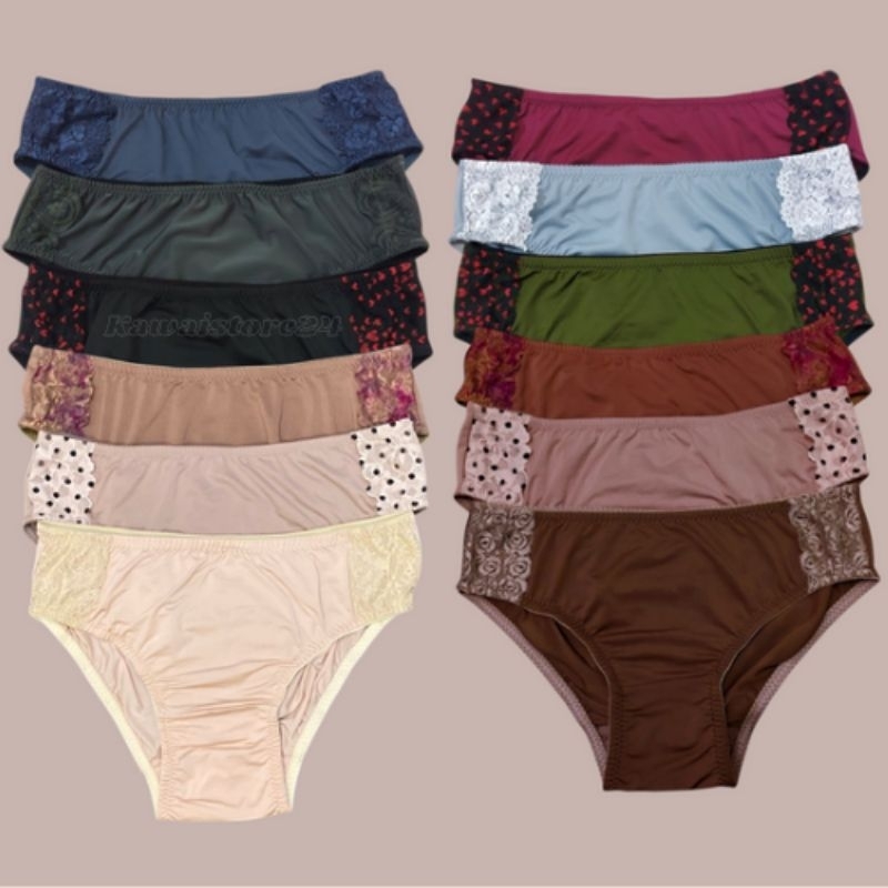 Celana Dalam Perempuan Dewasa 12 Pcs / CD wanita dewasa motif renda  cantik dan lembut