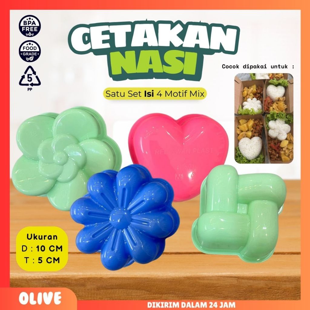 [Isi 4 PCS] Cetakan Nasi Besar Jumbo Plastik 10 cm / Cetakan Puding Pudding Nasi Bento Kue Bolu Twis