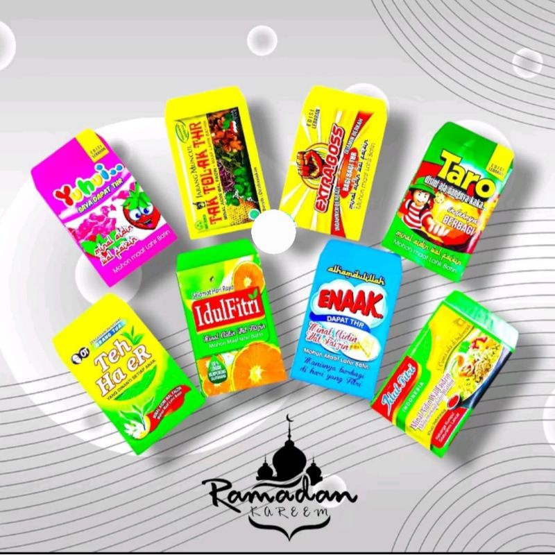 

100pcs Amplop lebaran karakter snek mix gambar