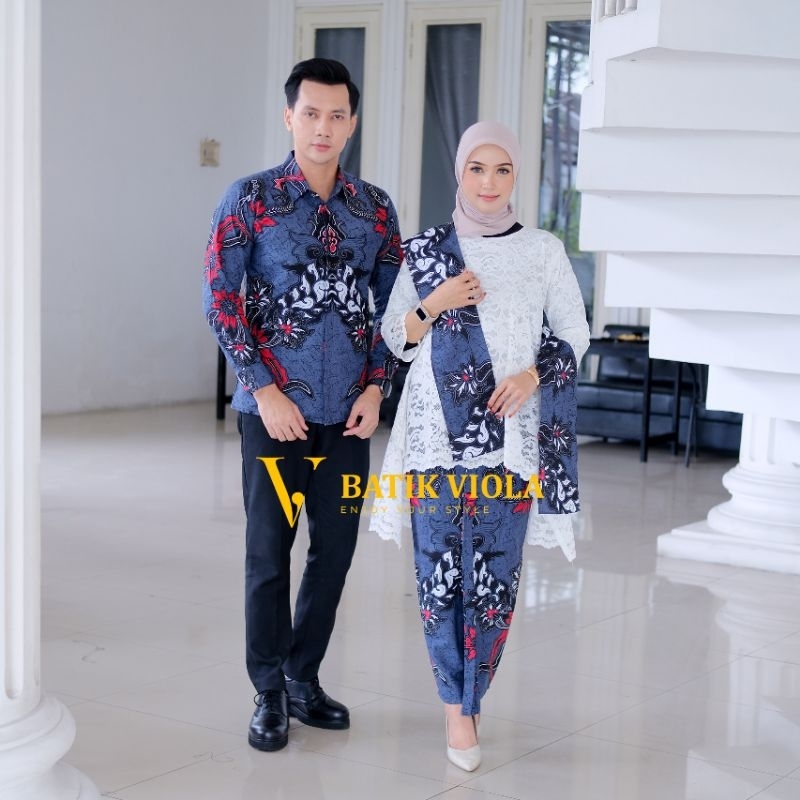 COUPLE SET Kemeja Batik Pria dan Rok Wiru Wanita Modern Casual Berlapis Furing Motif TURANGGA kemeja