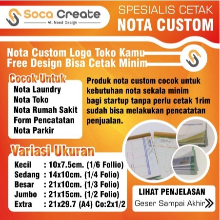

Nota Custom Rangkap - Free Design - Desain Sesuai Bisnismu! - Isi Tebal 40set