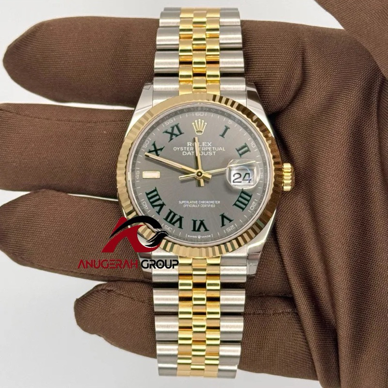 ROLEX DATEJUST 36 TWO TONE WIMBLEDON FLUTED JUBILEE 126233-0035 CALIBER 3235 MOV FULLSET