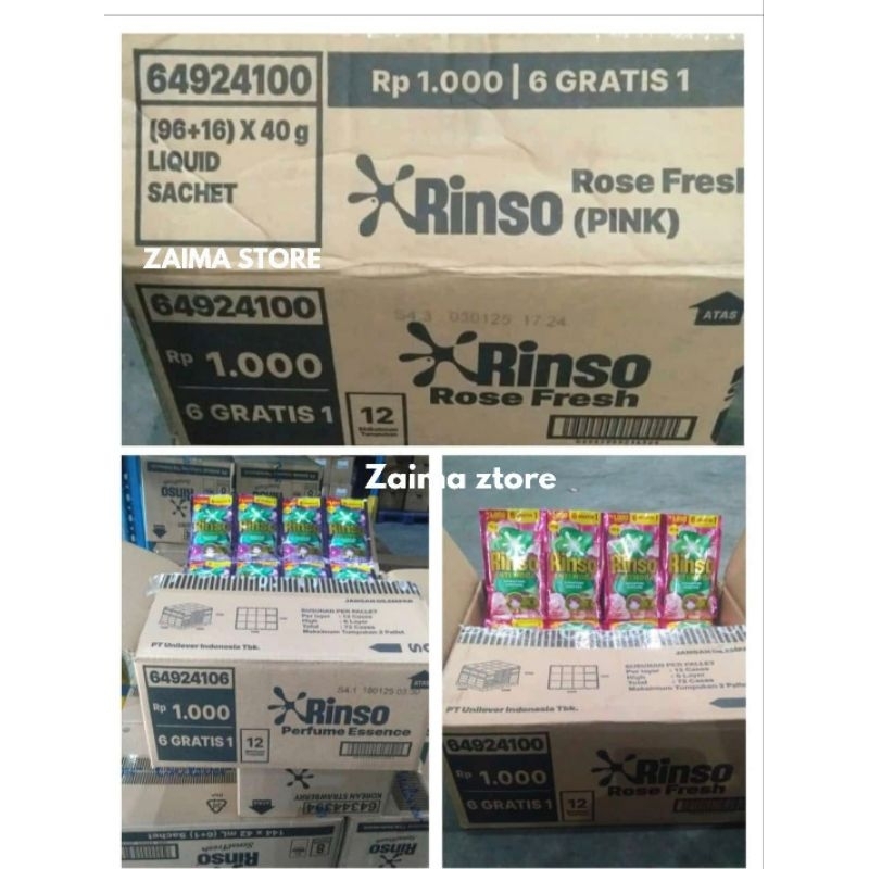 Rinso + Molto Cair 1000 1 Dus isi 96 + 16 Sachet x 40gr Kemasan Terbaru