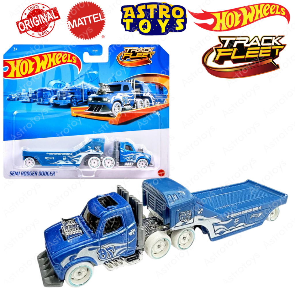Hot Wheels Track Fleet Semi Rodger Dodger Towing Truck 1:64 / Mainan Anak Diecast Metal Mobil Truk