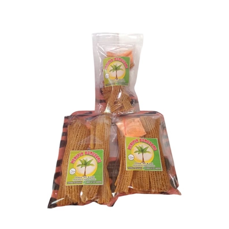 

keripik bongsang ( gedebong pisang )/cemilan best seller/Snack food keripik goreng pedas asin manis