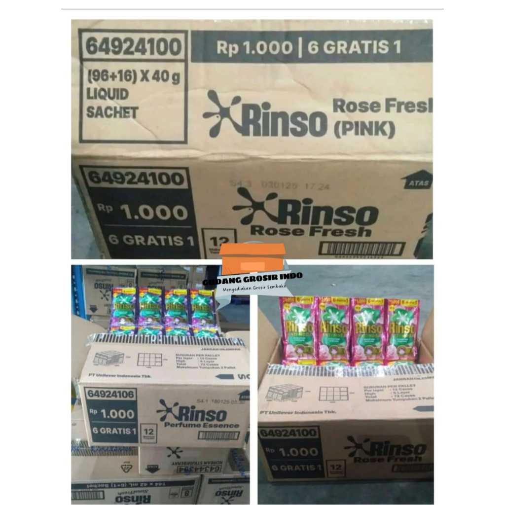 RINSO plus molto CAIR 1 Dus isi 96 + 16 sachet @40ml 1000an KEMASAN BARU