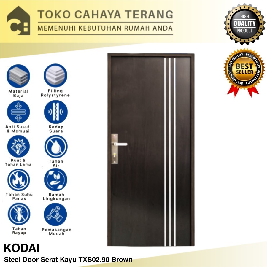 Pintu Baja Steel Kodai TXS02 204 x 90 Serat Kayu / Pintu Baja Kodai