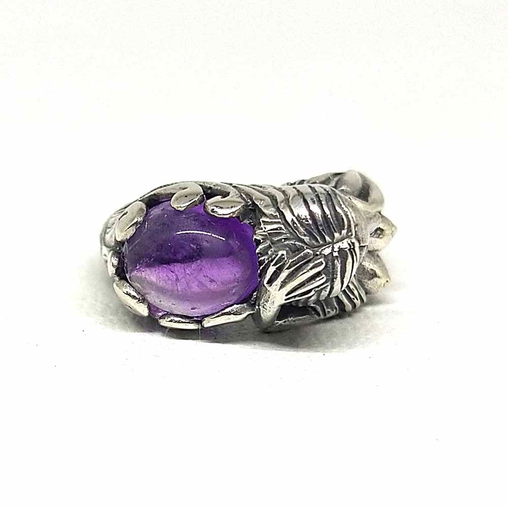 Cincin Ring Perak Silver Bali Asli 925 Ukir Mermaid Putri duyung Batu Akik Ungu Amethyst Wanita Pria