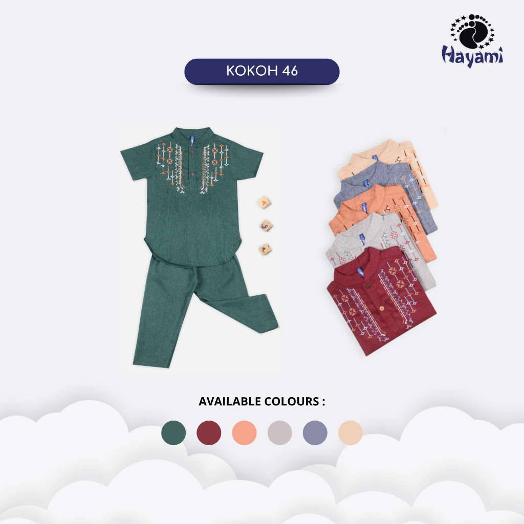 HAYAMI Setelan Baju Anak Motif Gambar Bordir Bahan Katun Series 46 Muslimwear Pakaian Cowok Cewek