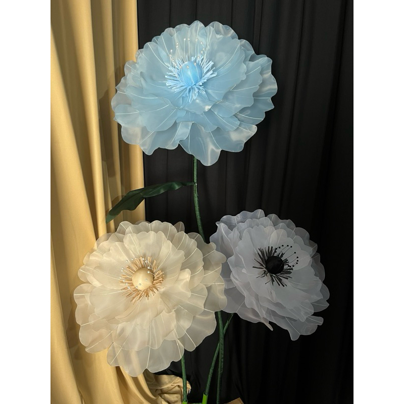 Giant Flower Poppy Bunga Dekorasi Hiasan Organza Kelopak Besar Kap Jumbo D 50cm