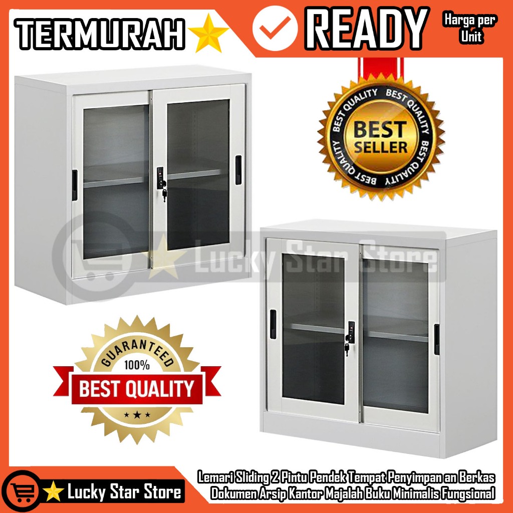 Kabinet Laci Loker Locker Lemari Besi Kantor 2 Pintu Pendek Sliding Sleding Almari Arsip Berkas File