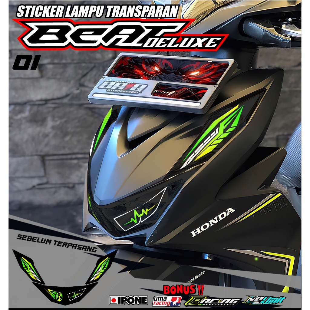 01 STICKER LAMPU ALIS DEPAN BEAT DELUXE - STICKER LAMPU ALIS DEPAN BEAT DELUXE MOTIF RACING
