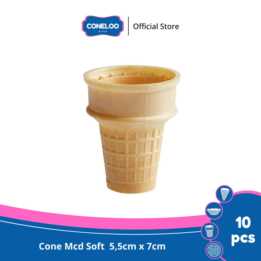 

Coneloo Bites Cone McD Soft 5,5cm x 7cm isi 10 pcs Cone Es Krim Lembut Soft Texture