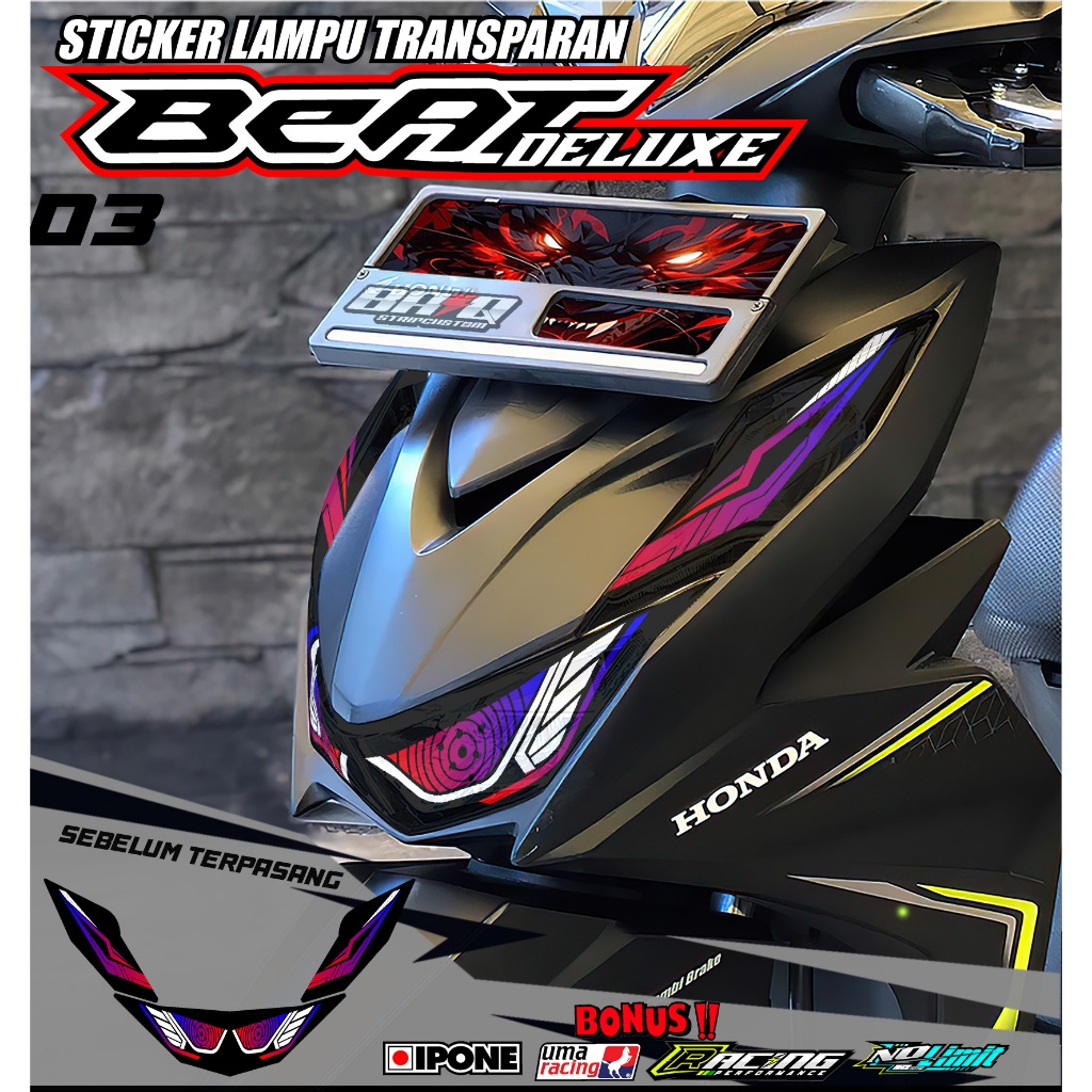 03 STICKER LAMPU ALIS DEPAN BEAT DELUXE - STICKER LAMPU ALIS DEPAN BEAT DELUXE MOTIF RACING