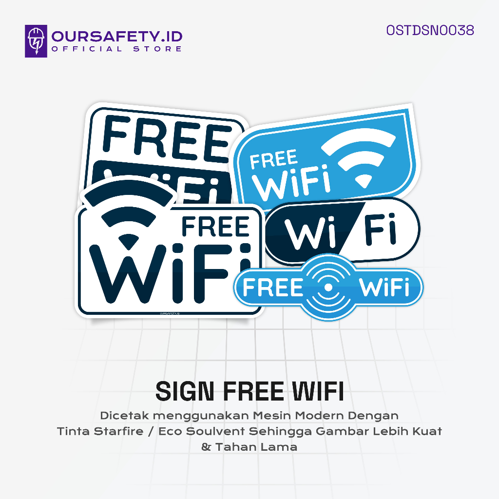 

Stiker Sign Free Wifi | PREMIUM - OURSAFETY.ID