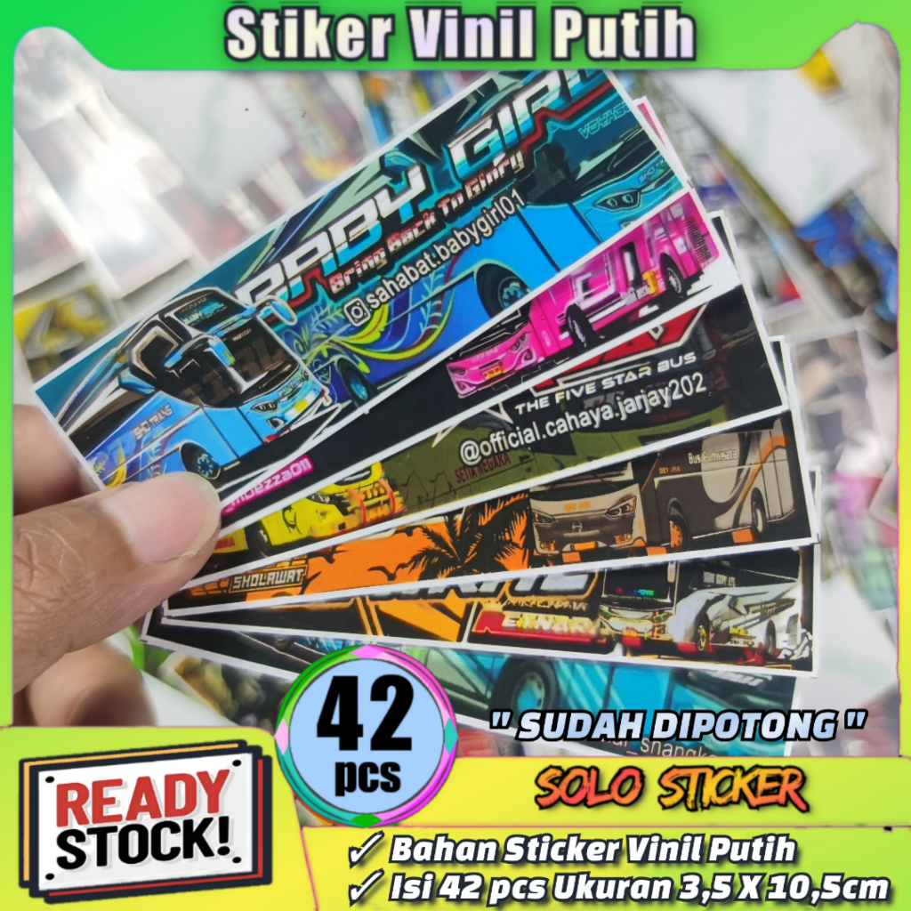

Stiker Bus Basuri Panjang Isi 42 pcs SUDAH DIPOTONG Bahan Vinyl Putih Anti Air