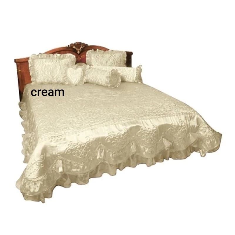 sprei pengantin // sprei satin set 2 sarung bantal guling dan bantal love
