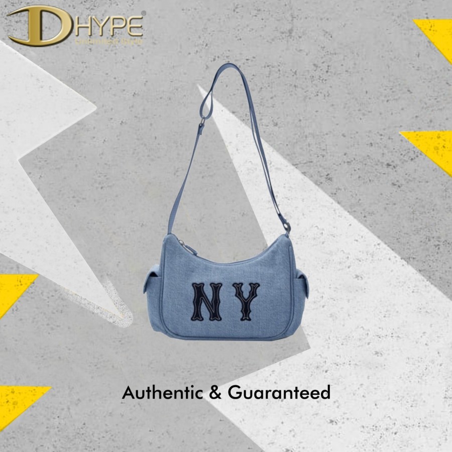 MLB NY YANKEES DENIM CARGO HOBO BAG 100% Authentic