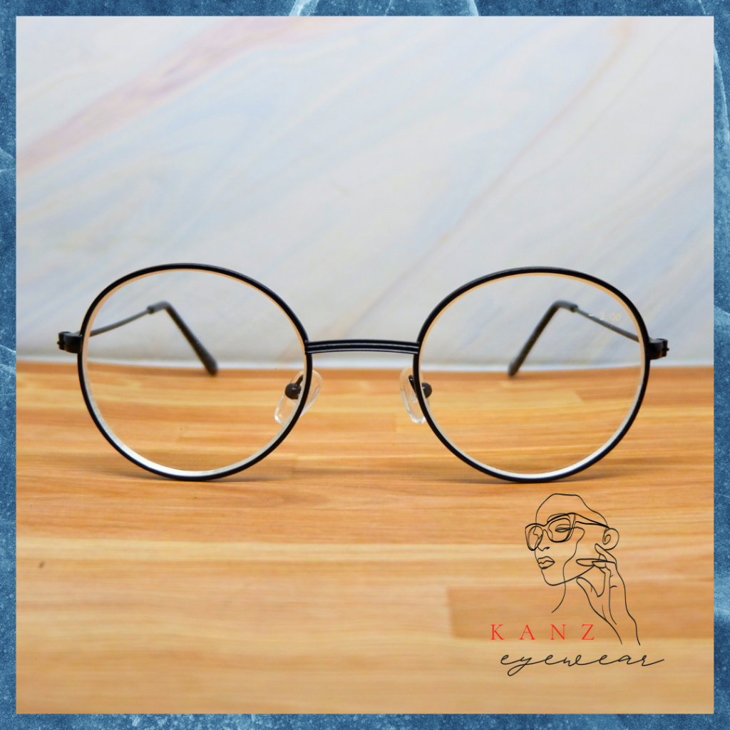 Kacamata Minus Gagang Besi Bulat Korean Style Wanita Pria Nosepad Murah Orang Tua