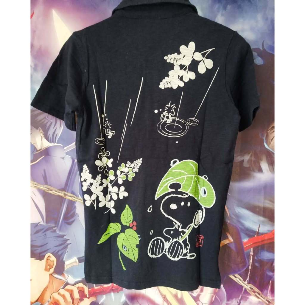 Snoopy Leaf Art Big Print Official Cartoon Polo Tee Kaos Tshirt Original Second Merch Japan Korea Br