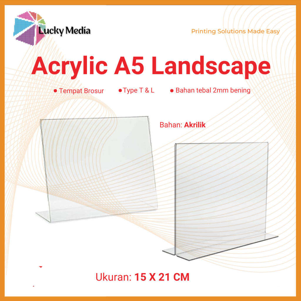 

Akrilik Landscape A5 (Acrylic Only) Packing OK Menu Nomor Meja Barcode Display Tent Holder Card
