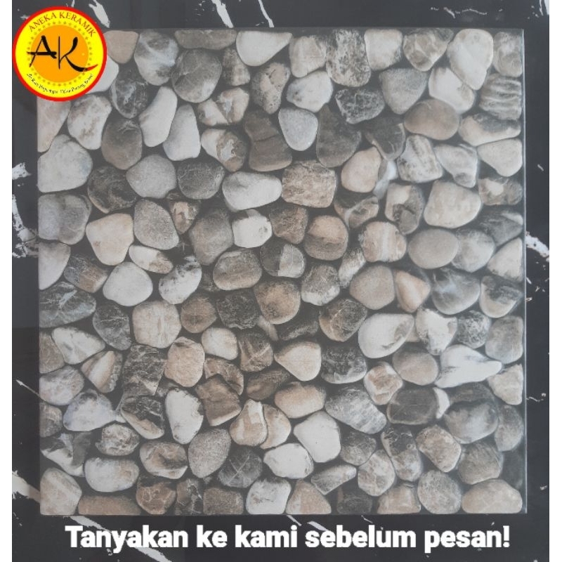 keramik Lantai dan dinding kasar timbul  untuk garasi dan teras  pebble  stone  40x40