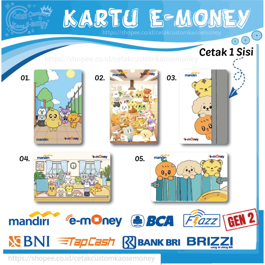 KARTU E MONEY E TOLL KARTUN MINITEEN SEVENTEEN SO CUTE EMONEY MANDIRI BCA BNI BRI - 1 SISI