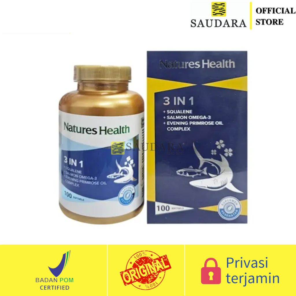 NATURE'S HEALTH 3 IN 1 SQUALENE + SALMON OMEGA 3 ( OMEGA-3 ) + EPO (100 Softgels)